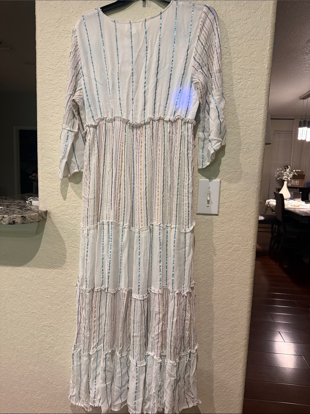 Ashley Taylor White Maxi Dress with Blue Floral Embroidery - Picture 7 of 7